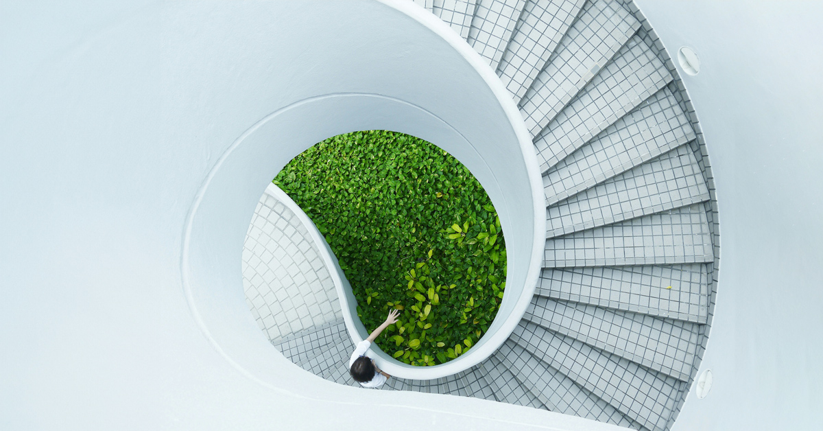 green staircase